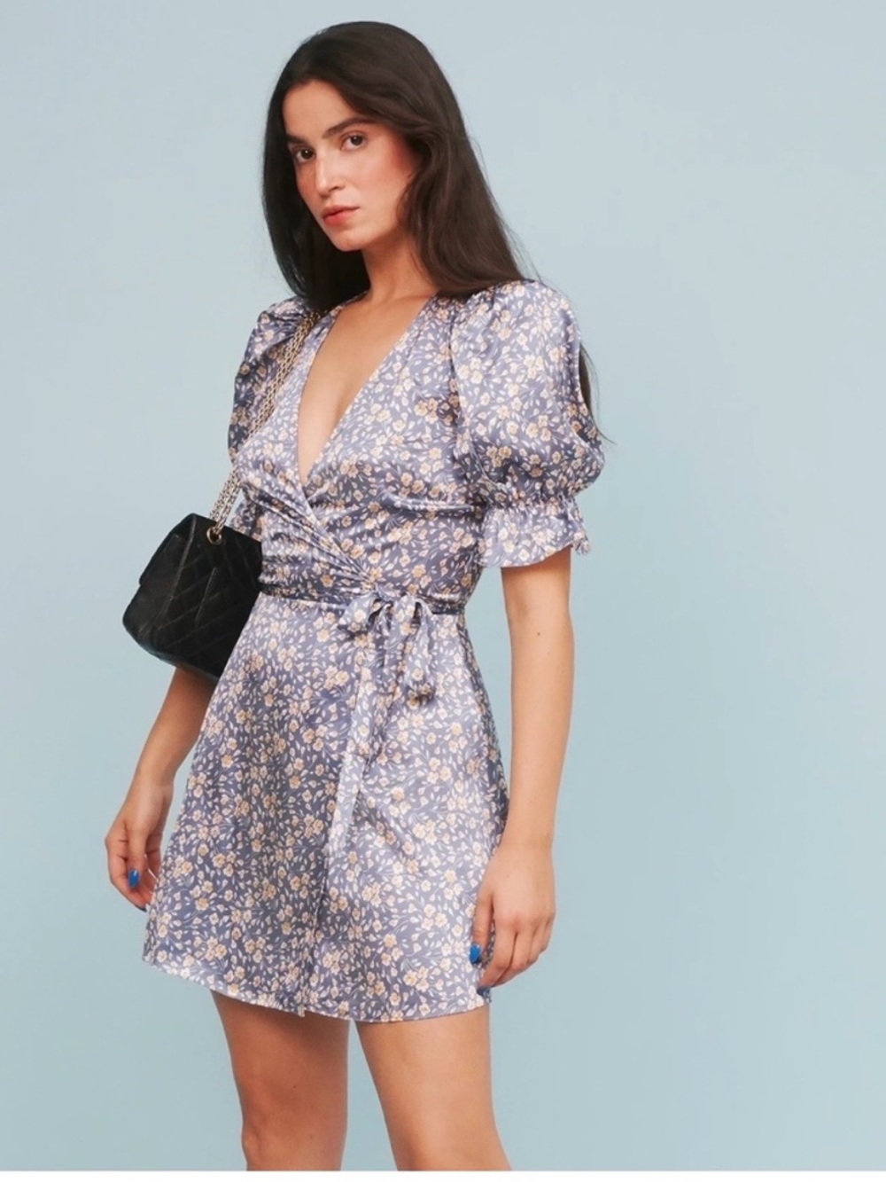 Reformation Giorgia Silk Floral Wrap Mini Dress - Picture 6 of 6